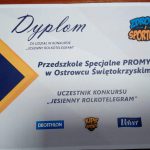 Przedszkole Specjalne PROMYK – Uczestnik konkursu „Jesienny rolkotelegram”